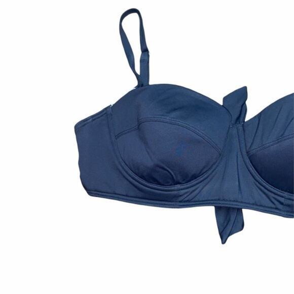 Echo Solid Black Tie Back Bikini Swim Top Women's Size Large - Picture 2 of 11